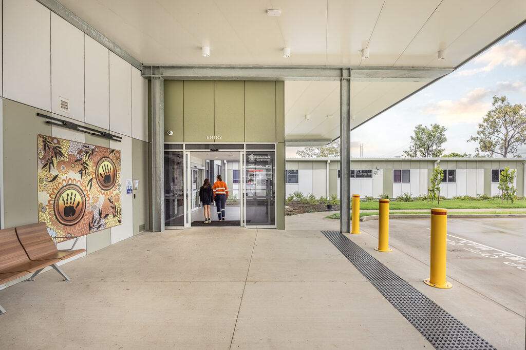 Exterior detail of Moranbah modular hospital, photographed by edt. photography