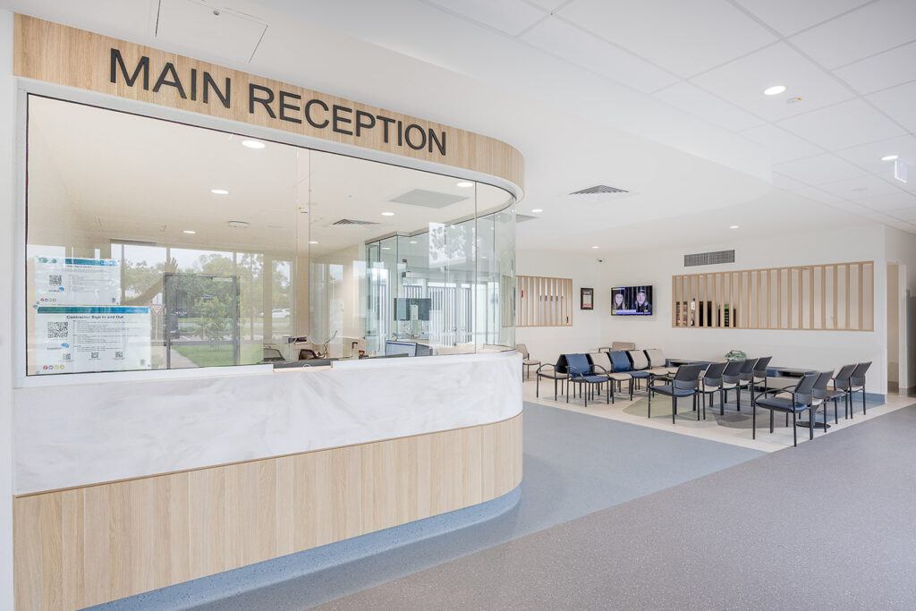 Modular hospital interior design featuring clean lines and natural light, captured by edt. photography.